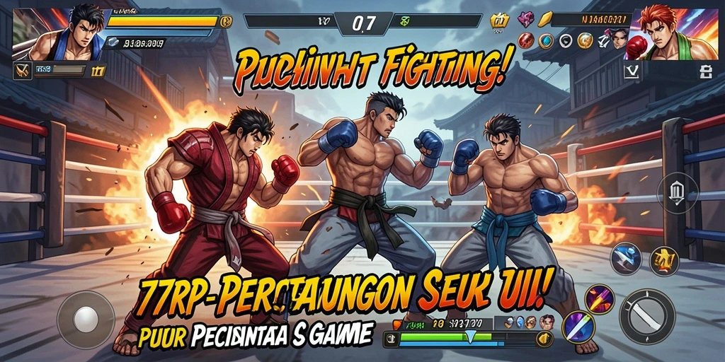 Tampilan gameplay 77RP dengan pertarungan yang seru dan karakter beragam.