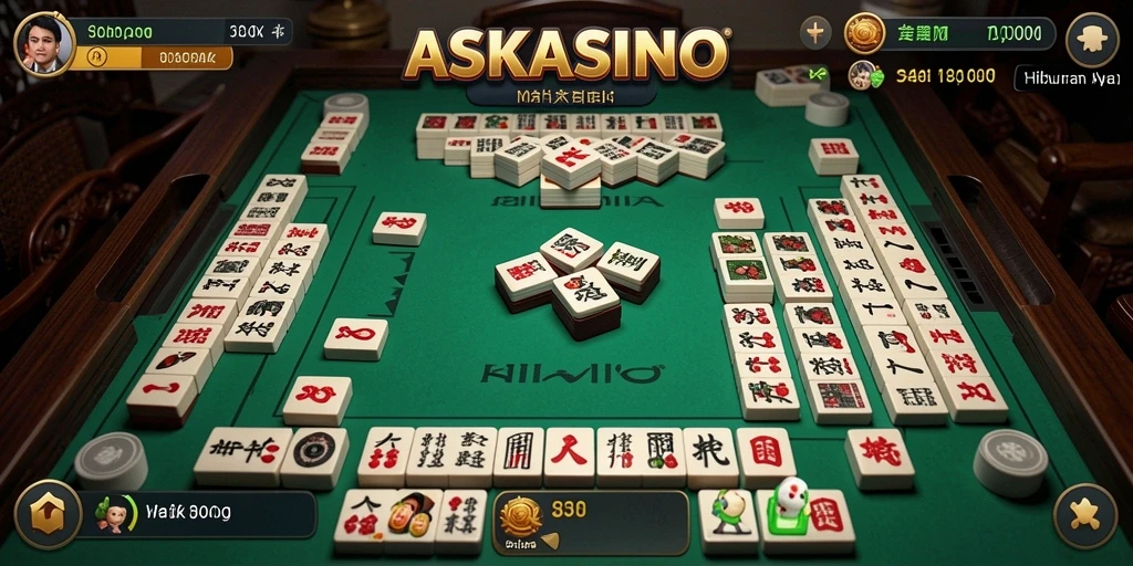 Screenshot gameplay ASKASINO yang menampilkan aksi seru permainan Mahjong.