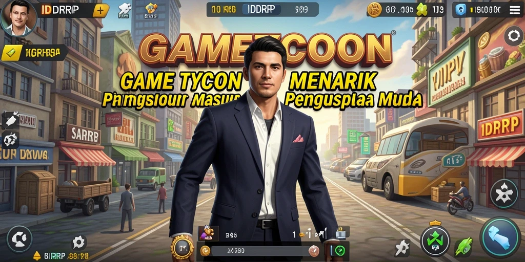 Screenshot gameplay IDRRP menunjukkan aktivitas manajemen bisnis yang seru.