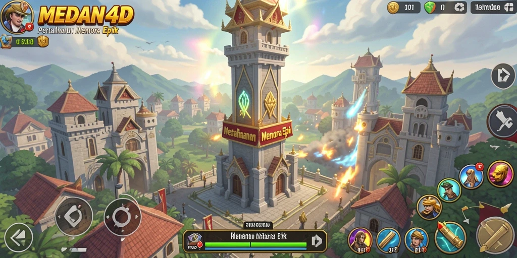 Tampilan menarik dari gameplay Tower Defense MEDAN4D.