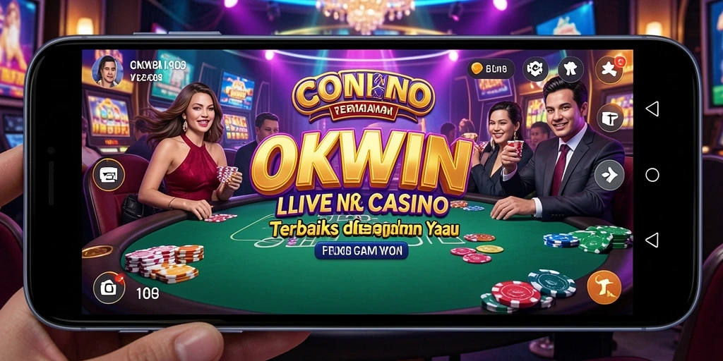 Screenshot gameplay menunjukkan dealer langsung yang berinteraksi dengan pemain.