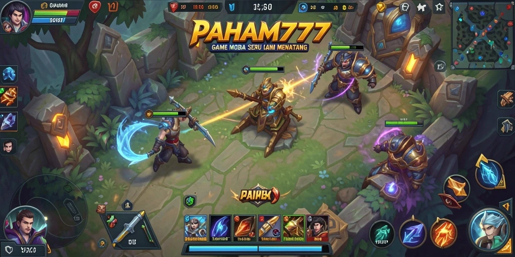 Screenshot utama PAHAM777 menampilkan aksi epik dalam gameplay MOBA.