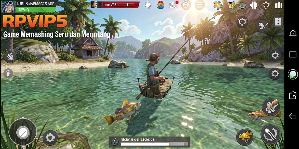 Tampilan gameplay RPVIP5 yang seru saat menangkap ikan.