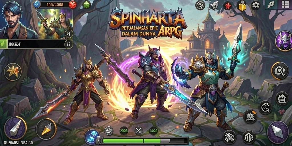 Tampilan gameplay menegangkan di dunia <strong>SPINHARTA</strong> yang kaya akan aksi.